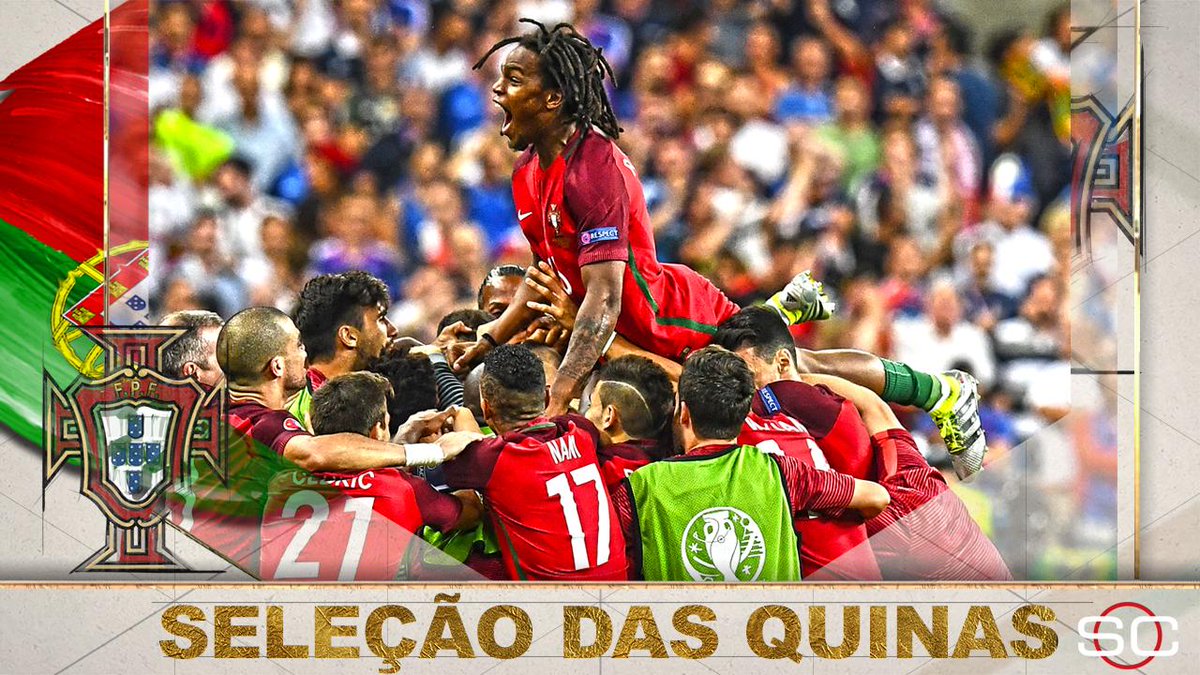 SportsCenter's tweet photo. HISTORY! For the 1st time ever, Portugal win a major tournament by defeating France, 1-0, in the EURO 2016 Final. https://t.co/gYBx8Qc7Ly