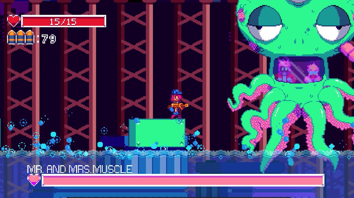 haltgamedev's tweet image. Chris battles the Octopus! #pixelart #gamedev #indiedev