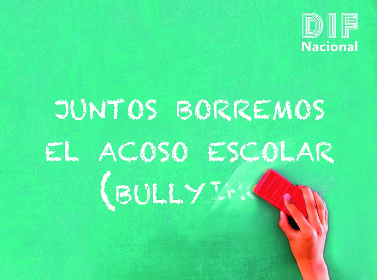 DIF_NMX's tweet photo. Físico, verbal, psicológico o social, no permitas el bullying escolar #BorremoselAcosoEscolardeNuestraVid https://t.co/EVaydVjCQO