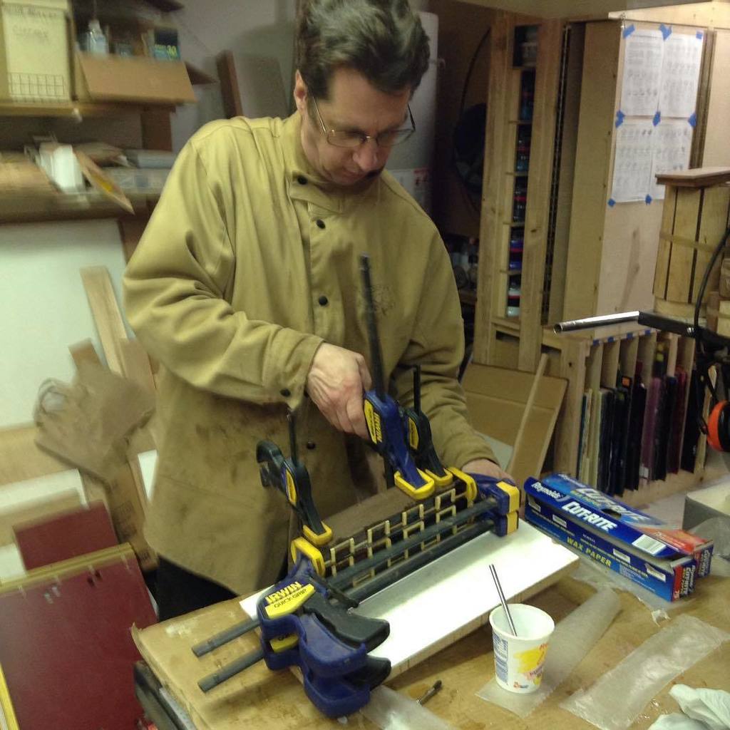 FostersBeauties's tweet image. Got the other three pattern strips glued up tonight. Soooo many pieces to slather with epoxy! #workinprogress #segm…