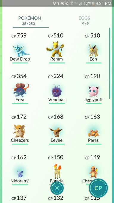 #PokemonGo travels: All my current bubs 💕 Went into town to chill and caught some cuties! https://t.<a href="/tag/pokemongo"class="tags">#PokemonGo</a>