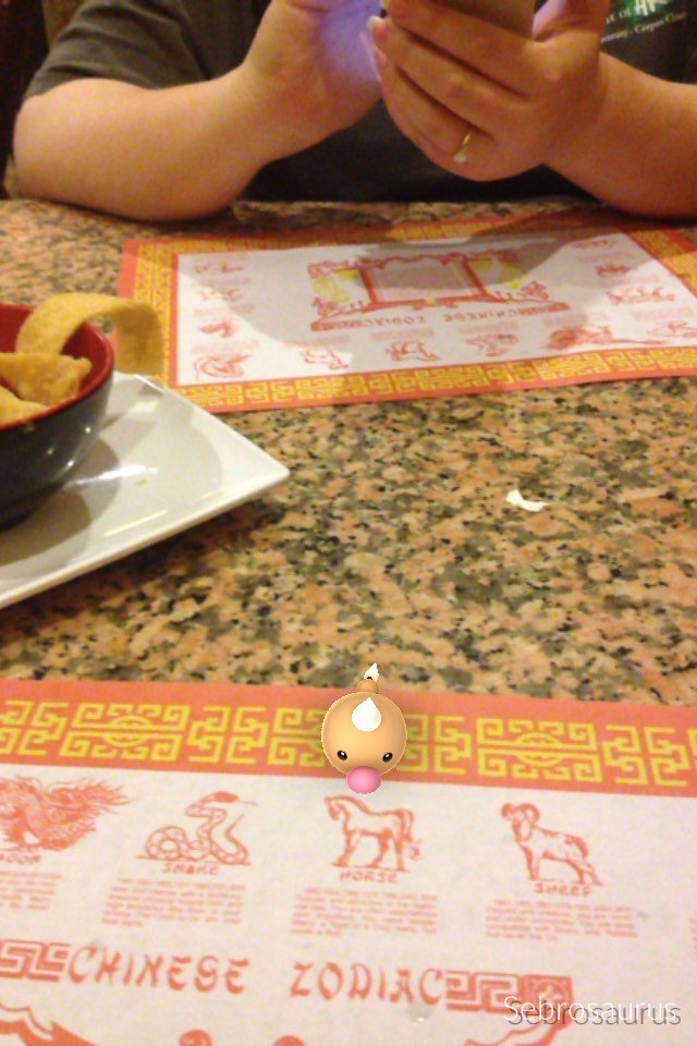 sebrosaurus's tweet photo. Caught little guy while waiting on dinner with @stostina  Thankfully the ramen tasted better than him! :9 #PokemonGo https://t.co/7j9iaGJJKZ