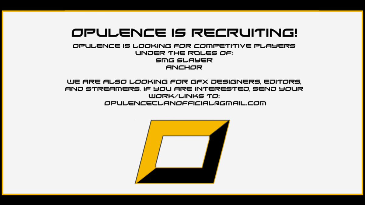 Opulence needs a fourth for the @pA_Organization league. No qualifiers, we are already in it. Please have an xboxONE
