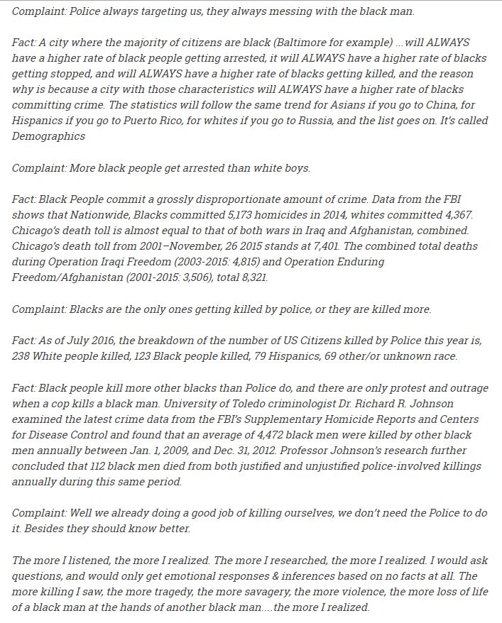 PrisonPlanet's tweet photo. Black cop schools #BlackLivesMatter on the facts. Read his full post: https://t.co/5EOlg57Ali https://t.co/QuY3V9WY2o