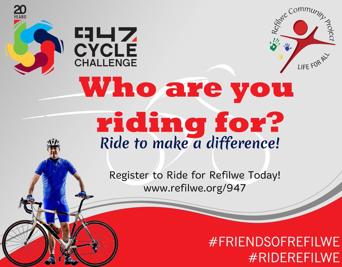 Ride for Refilwe...94.7 is coming up. Contact us today to sign up to ride for Refilwe. donorrelations@refilwe.org
