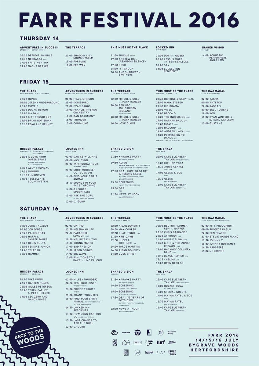 FarrFestival's tweet photo. We can finally reveal set times so you can plan your experience at #FarrFestival 🌲🌅🔊😍  https://t.co/efCYAZhaul https://t.co/SZdeQJHDcq
