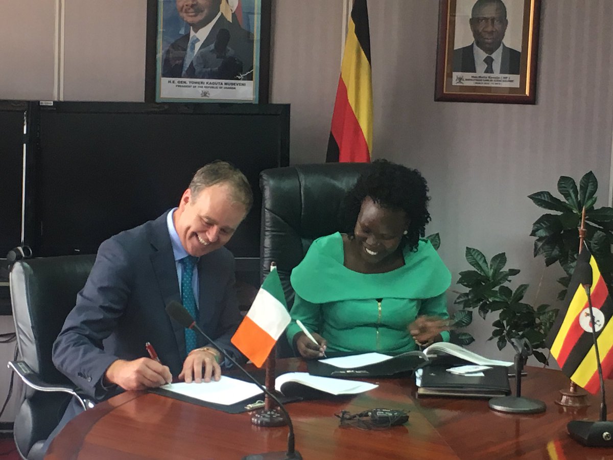 . @Joe_McHugh_TD signs €83m     <a href="/Irish_Aid/">Irish Aid</a> plan between Ireland &amp; #Uganda with Min of State of Finance Anite Evelyn