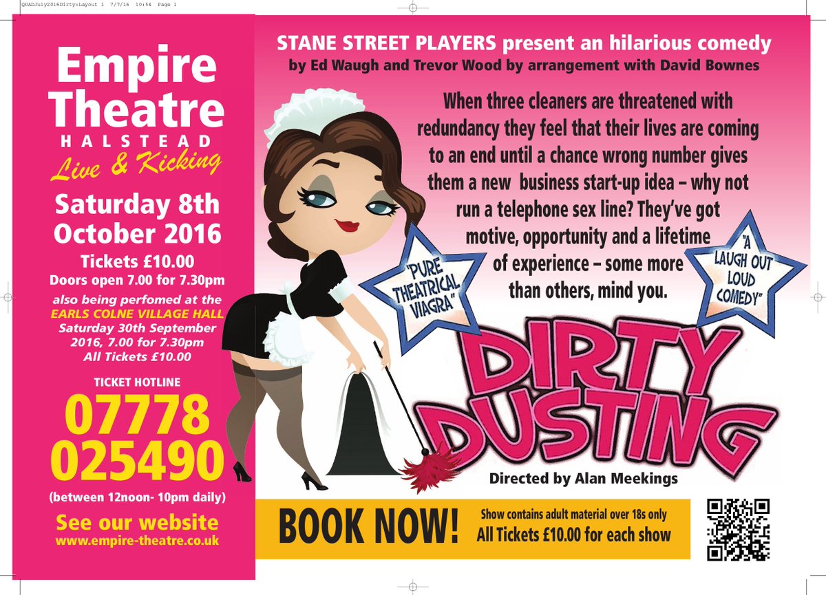 Our next production is 'Dirty Dusting' By Ed Waugh and Trevor Wood, by arrangement with David Bownes.