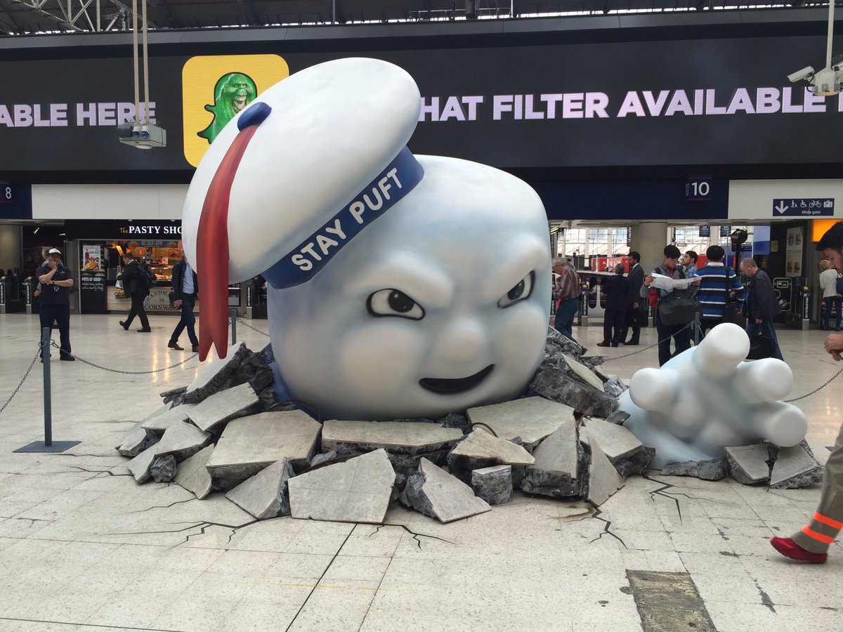 Giant Stay Puft Marshmallow Man spotted at Waterloo Station in