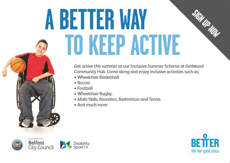 DSNIofficial's tweet photo. Summer Scheme for children with Physical Disabilities Aug 8th -11th in Girdwood Register Now! @SportNINet @GLL_UK https://t.co/hX2DWNGREs