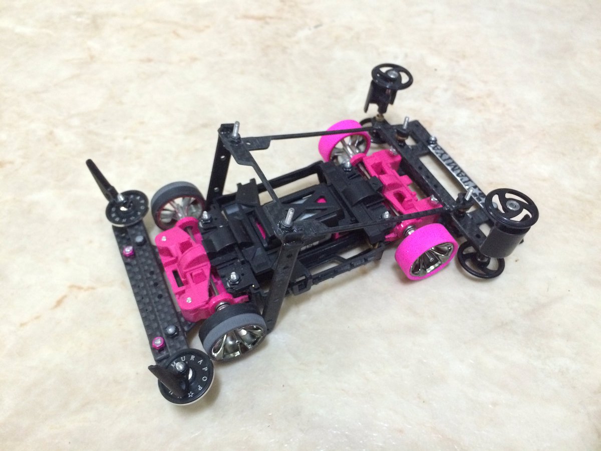 Bay4k ベイフォーケー Ar Twitter 昨日頂いたアルマイト済みプラリンを黒染めしてから装着 大詰めのヒクオ制作してますが面倒い W Mini4wd ミニ四駆 Msフレキ ヒクオ 制作