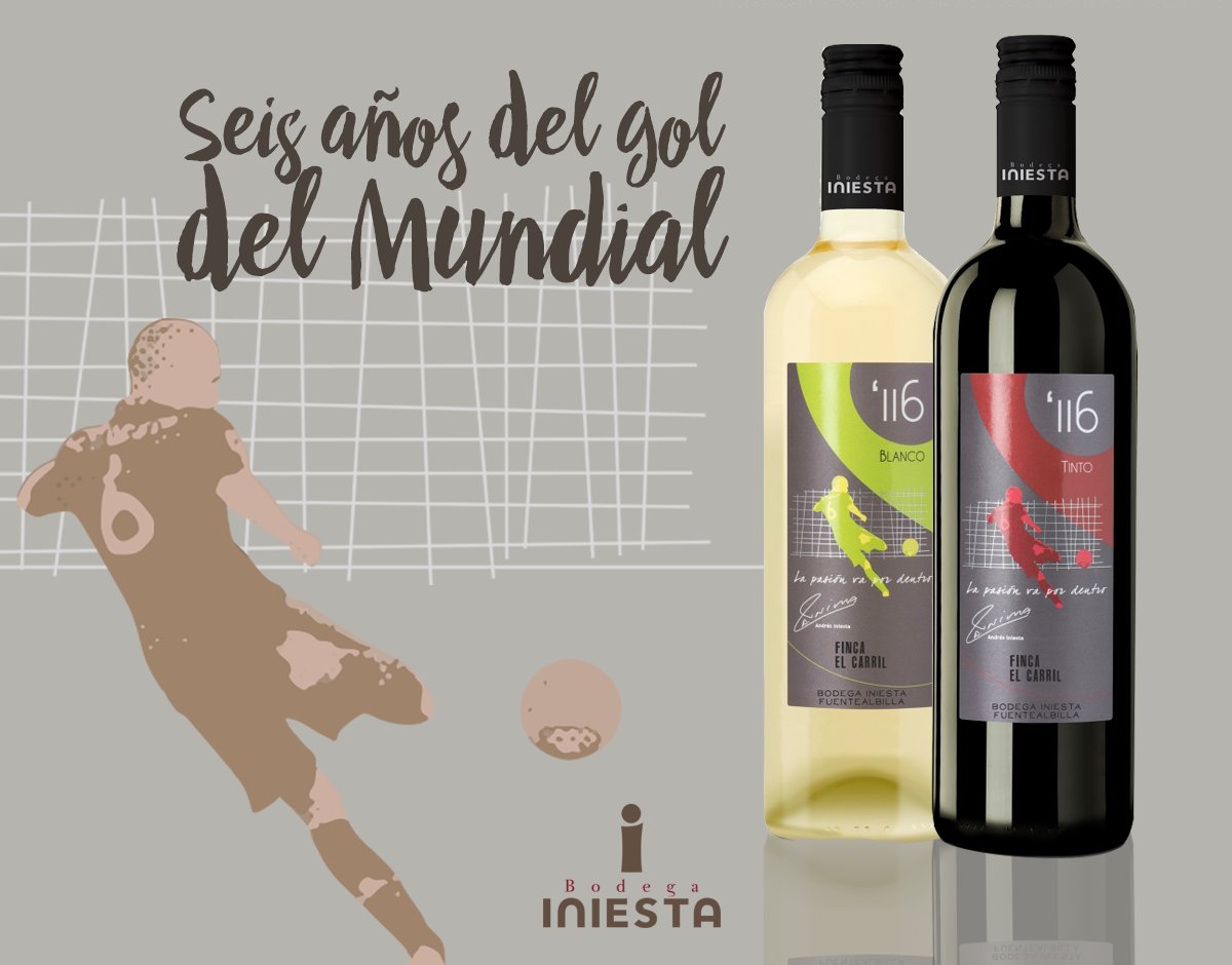 BodegaIniesta's tweet photo. Hoy más que nunca brindamos con nuestro #Minuto116 para celebrar el sexto aniversario del gol de @andresiniesta8! https://t.co/WHIyYdGsK2
