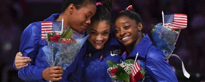 Blavity's tweet photo. Can we pause and take in all this beautiful melanin on the 2016 Olympics gymnastics team? https://t.co/GI0cC2AsF2 https://t.co/ucJbXHx378