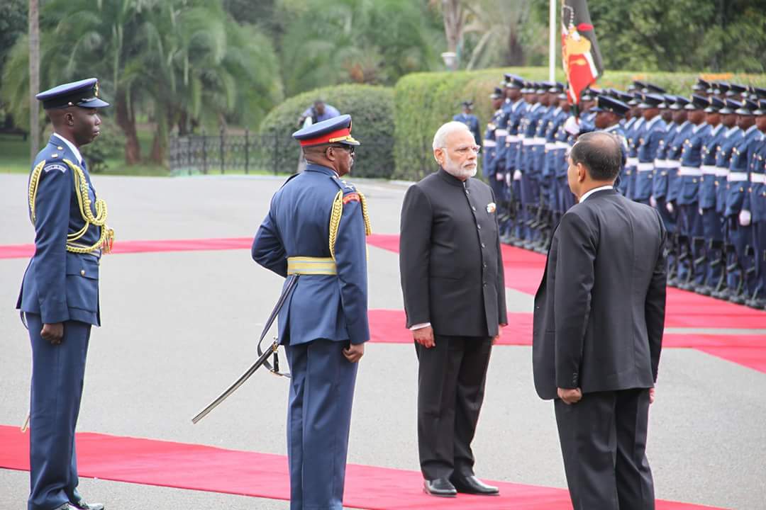 drdipakpateljgd's tweet photo. PM ModiJi  received ceremonial honours at the State House in Nairobi.#ModiInAfrica #ModiInSouthAfrica #ModiInNairobi https://t.co/Elc93cfWdL