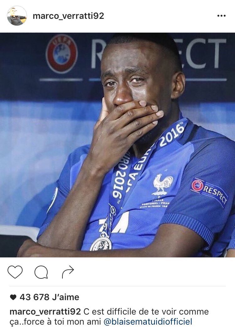 AllNewsFoot's tweet photo. Verratti : "C'est difficile de te voir comme ça... Force à toi mon ami" https://t.co/jbo6gJ8crU