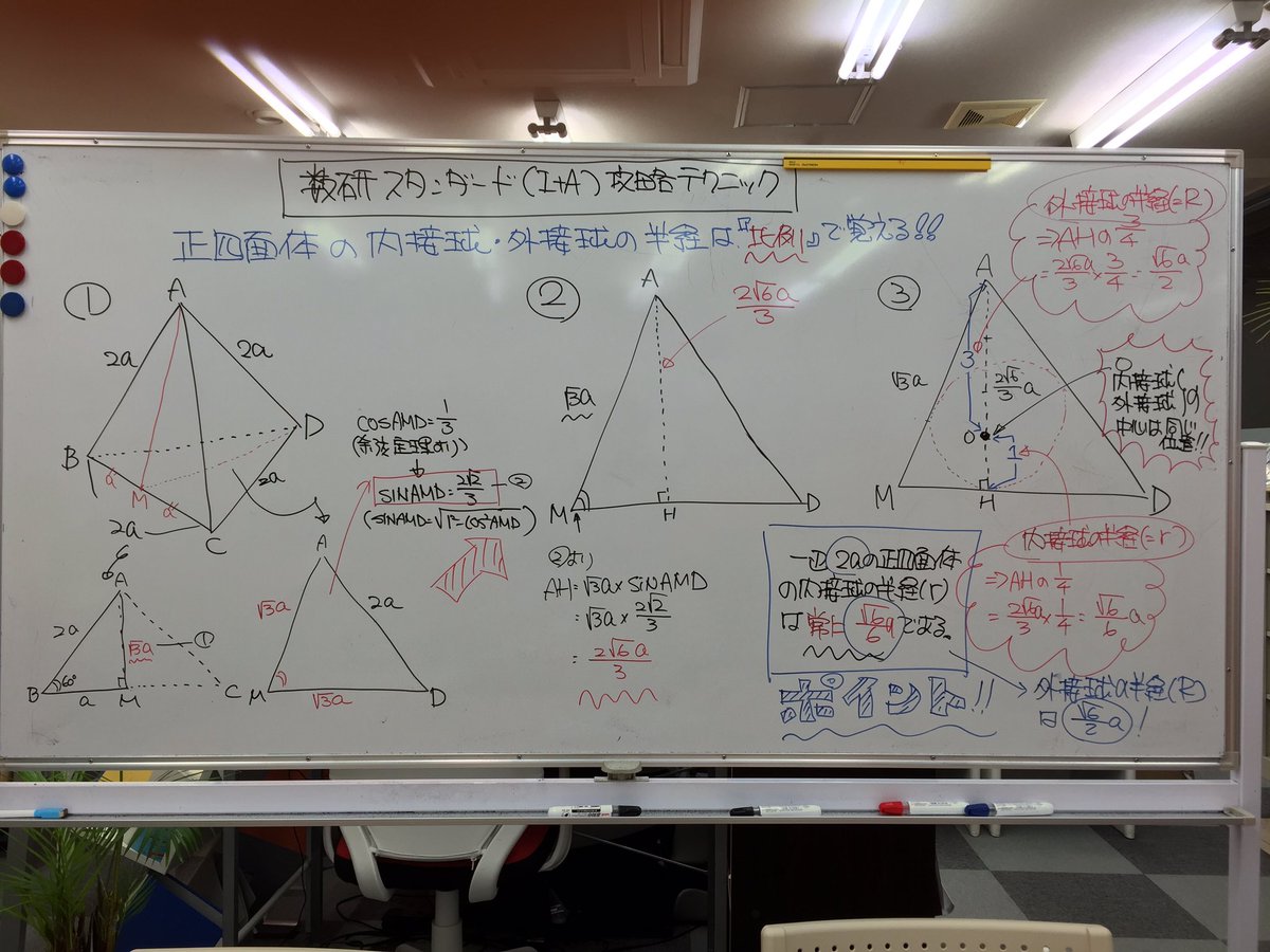 S Live数学館 数１のハイライト 正四面体の内接球 外接球の半径は１辺の長さに対して常に一定です 韮山高校 数学 スタンダード 数研出版 週課題