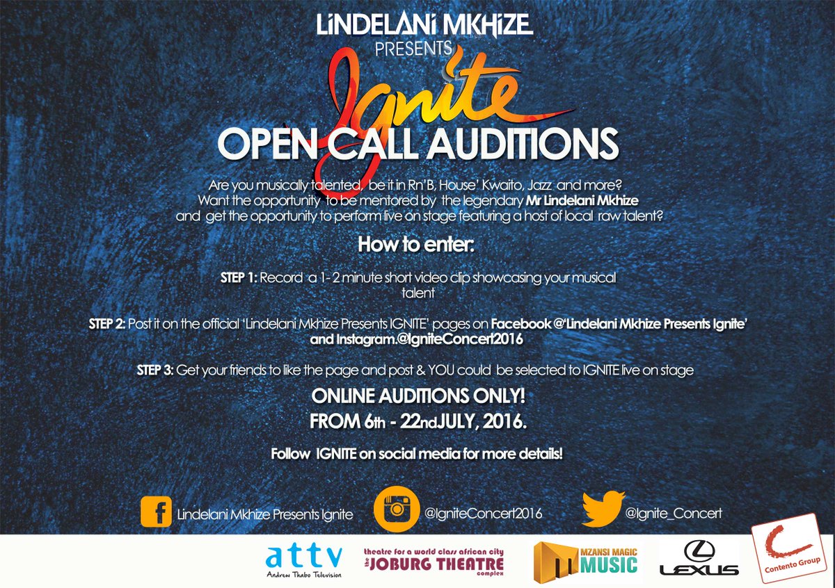 gosp_brunch's tweet photo. Showcase your music talent by auditioning to work with @lindelanimkhize #ignitemyfire #lindelanimkhizeignites https://t.co/vJ9BqXNloW