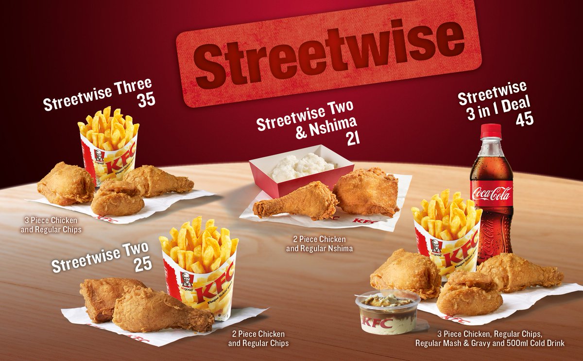 kfczambia_'s tweet photo. We have all these Streetwise Packages for you to choose from! #KFCRespects https://t.co/sy9QN2bv5H