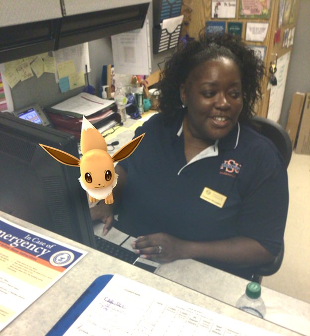 ResLife1882's tweet image. So, Eevee in the Housing Office trying to get a room change? #YouTriedIt #RoomChangeProcess #TheyTakinOva #PokémonGO