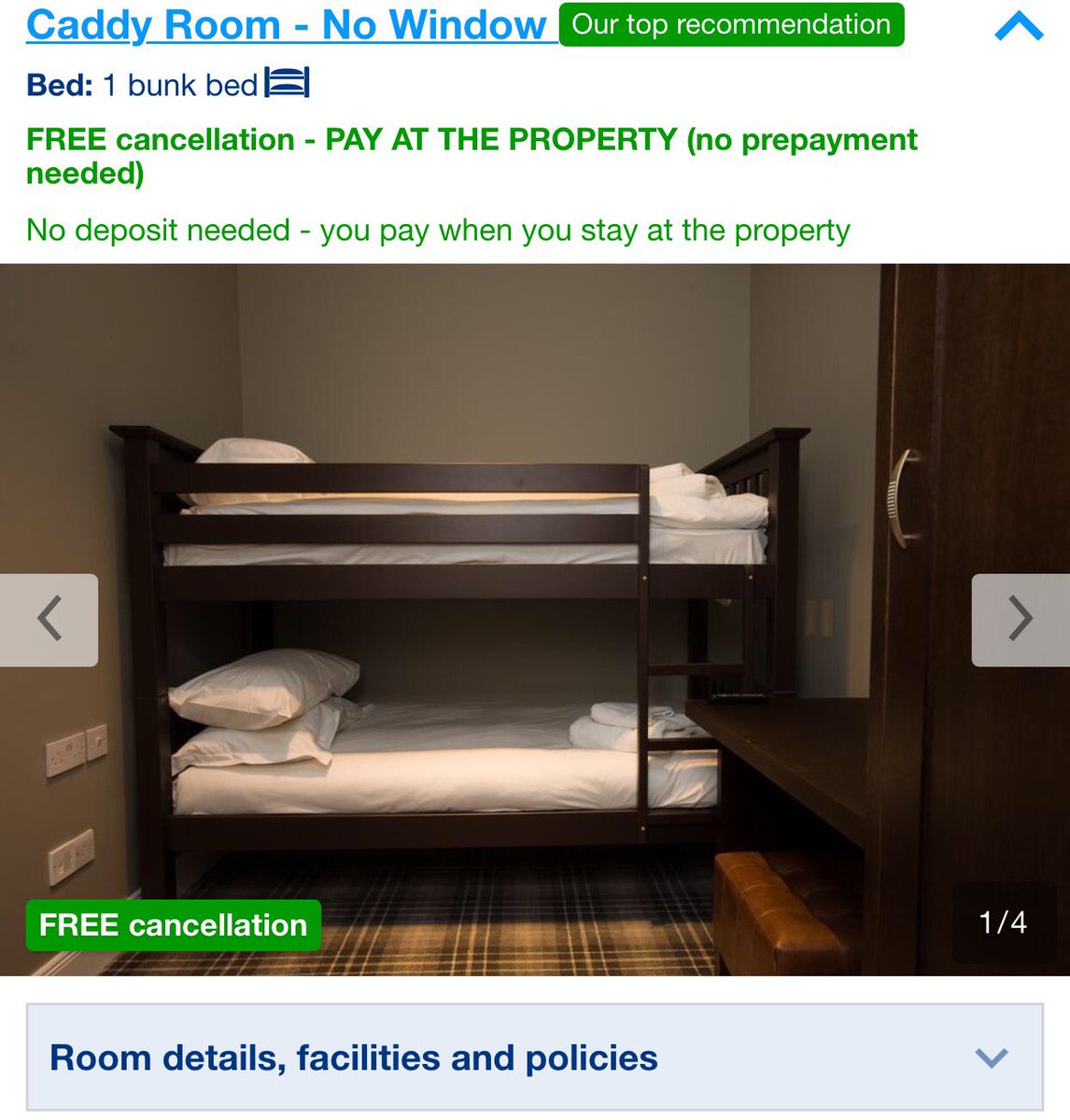 drmarcaitken's tweet image. Thought the price was too good to be true. Then I read the room title. #NoWindow also bunk beds when your married...