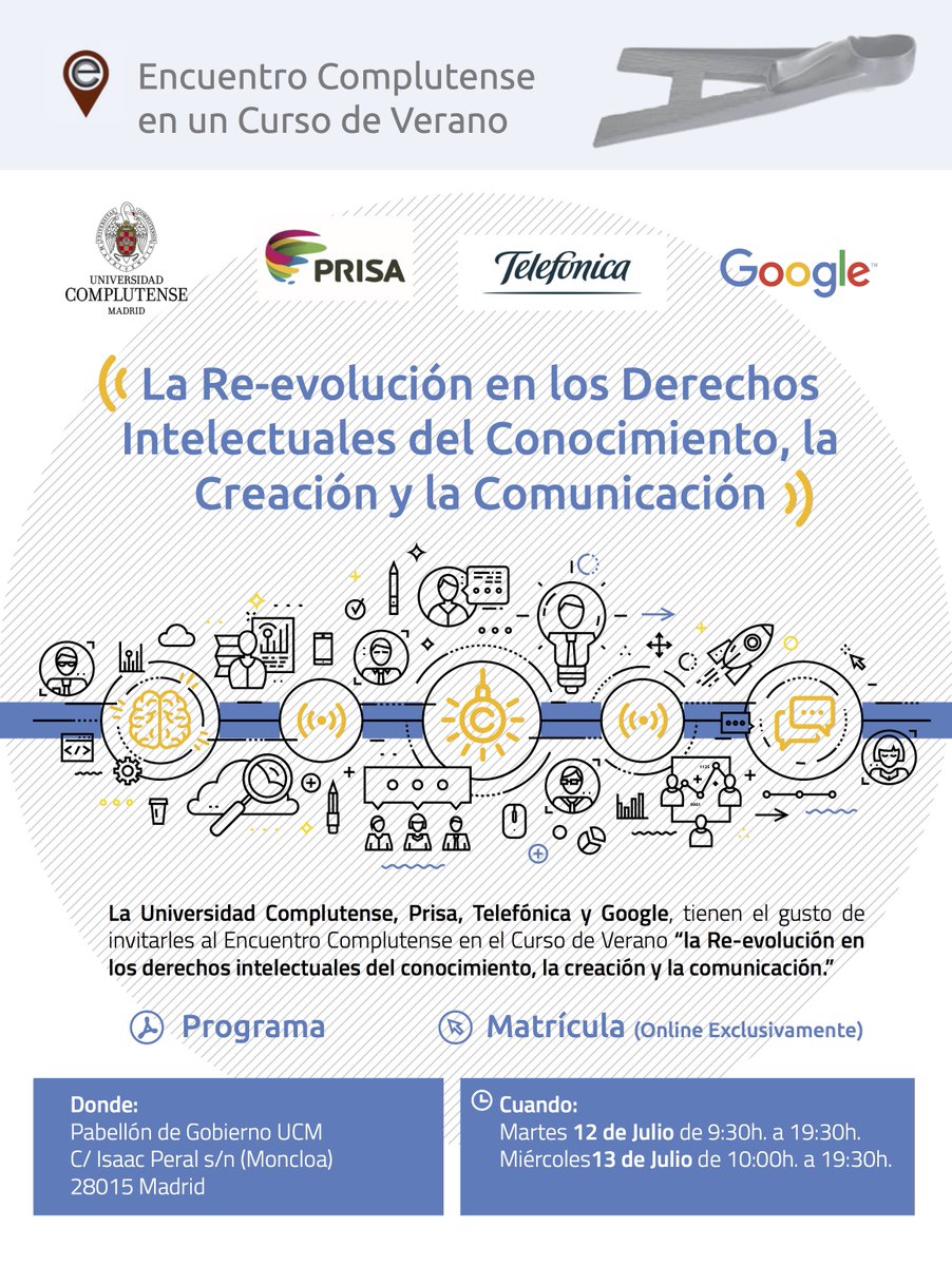 forges's tweet photo. Martes 12 Julio, 19h, hablo de "Seguir Creando", Pabellón de Gobierno de la Complu, en Isaac Peral, s/n. Vean... https://t.co/WgerXjbKxW