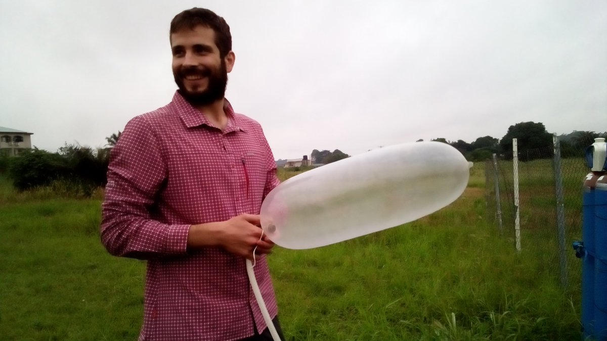 ncasamf's tweet photo. When sonde balloons start running out, @geff3801 switches to making giant condoms! @dacciwa #dacciwa @AtmosScience https://t.co/UbabM2fmj7