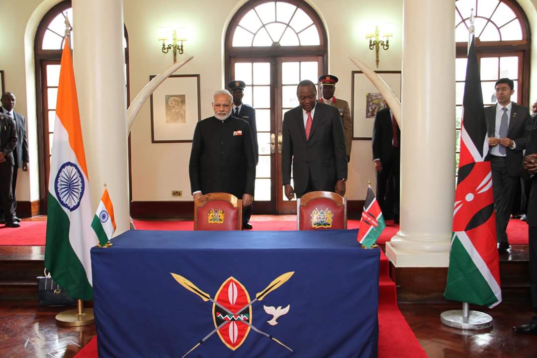 drdipakpateljgd's tweet photo. @narendramodi @UKenyatta President witnessed exchange of 7 agreements/MoUs.#ModiInAfrica #ModiInNairobi #ModiInKenya https://t.co/bGPoFfXTTG