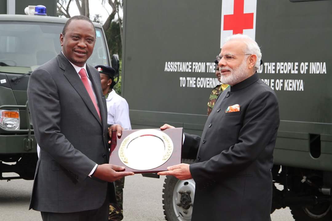 drdipakpateljgd's tweet photo. PM @narendramodi handed over keys of 30 field ambulances gifted to Kenya. 
#ModiInNairobi #ModiInAfrica #ModiInKenya https://t.co/sLuv2s5FxD