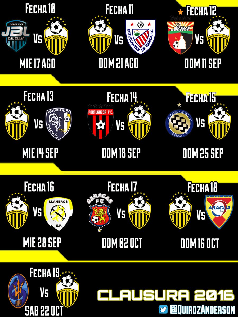 QuirozAnderson's tweet image. Calendario restante del @DvoTachira en el #CLA2016 

Luego de 2 fechas jugadas. 

#FutVe 🇻🇪⚽️