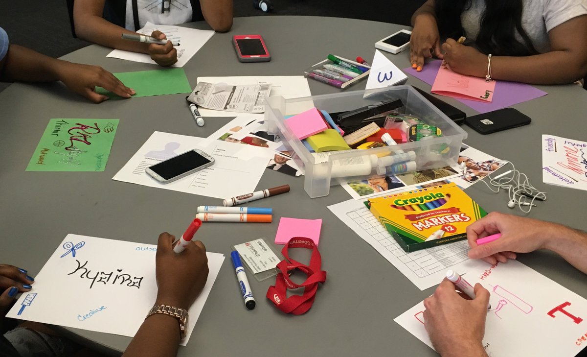We’re leading a #designthinking workshop today for <a href="/PHLschools/">Philadelphia Schools</a> high school students with <a href="/TempleUniv/">Temple University</a> <a href="/AppsandMaps/">Apps + Maps Studio</a>