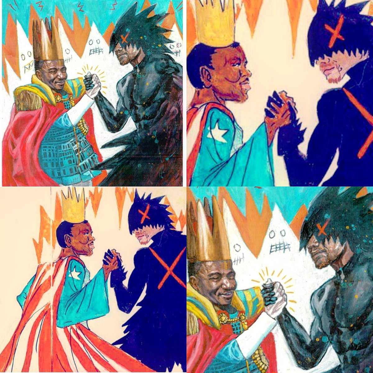 CGEsperanza's tweet photo. Sketch v.s. the final. #MartinsuperKing #MalcolmVex #Thedarkalliance #Gouache #oils #BlackLivesMatter https://t.co/pT388isdBZ