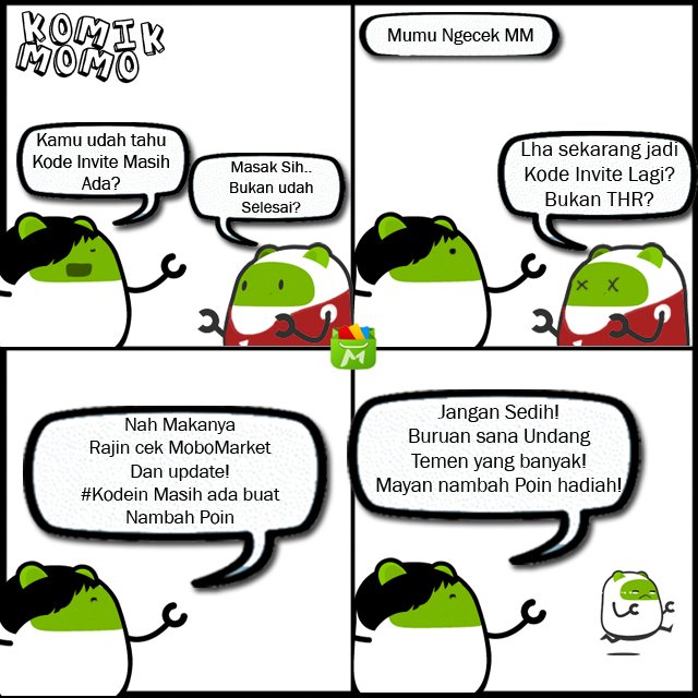 MoboMarketID's tweet image. Untuk para pengguna #MoboMarket, jangan sedih lho! #KOdein Teman kamu masih berjalan bit.ly/KodeinTeman