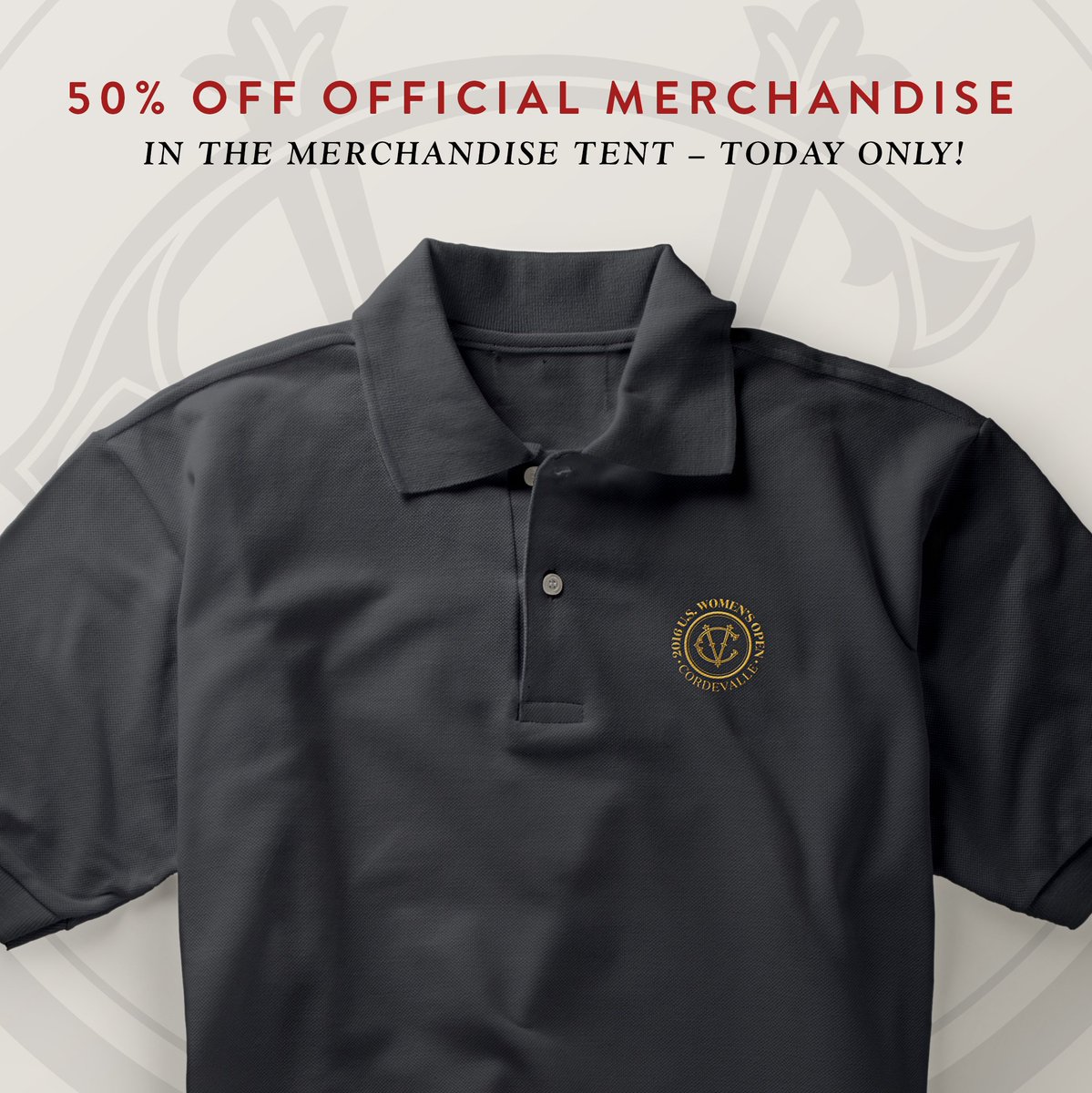 50% off all official apparel, gifts, clothes &amp; more through 2 p.m. at the Merch Pavilion! Parking is free on-site.