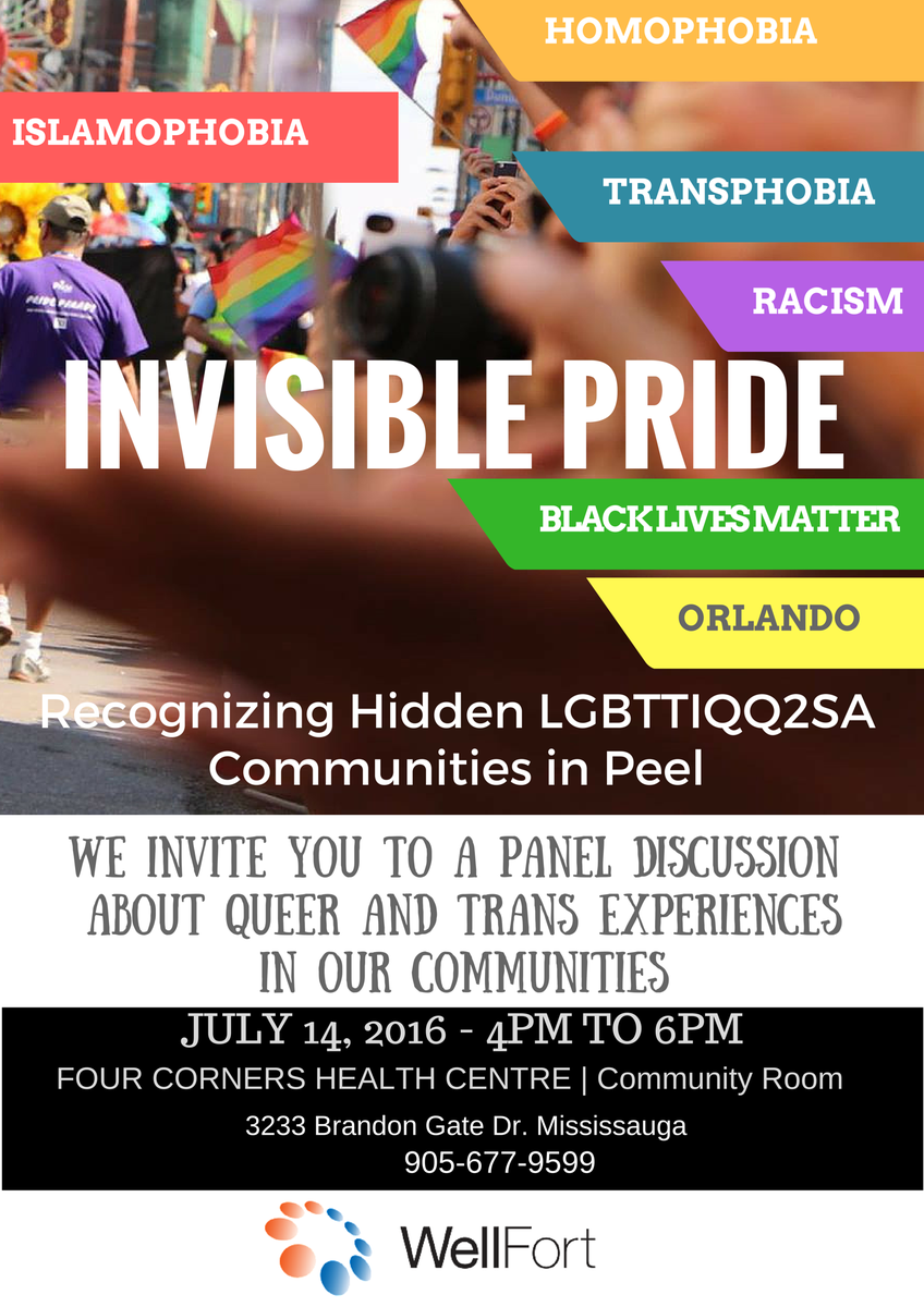 Join us in celebrating #Pride2016 at WellFort as part of <a href="/PrideWeekInPeel/">Pride Week in Peel</a>. See you all there! #LGBTQ #Queer #Trans