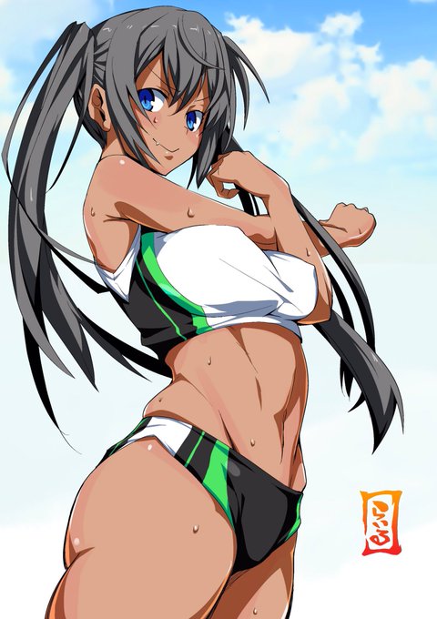 最近暑いので、ケツがカイデーっぽそーな褐色チャンネーを描きました 