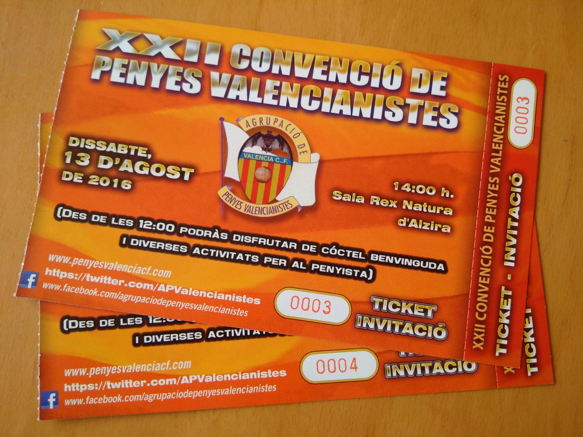 hemos recibido los billetes de la <a href="/APValencianiste/">APValencianistes</a>  para la convención hoy. esto va a ser muy divertido.
