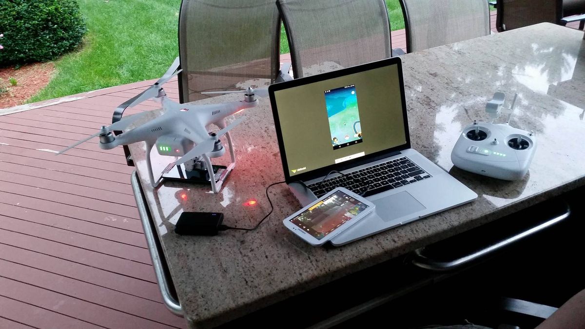 verge's tweet photo. Grown man cheats at Pokémon Go with help from drone https://t.co/2yLt0uPaUu https://t.co/RpYzU04Ydx