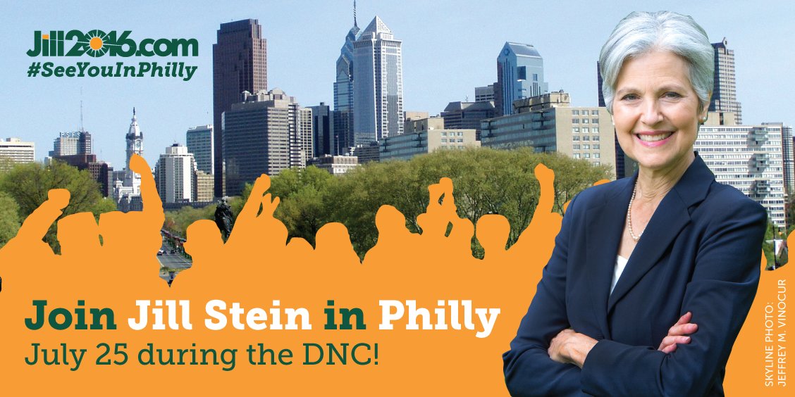 I'll be in Philly but not for DNC. I'll be in the streets with the people. #SeeYouInPhilly jill2016.com/philly