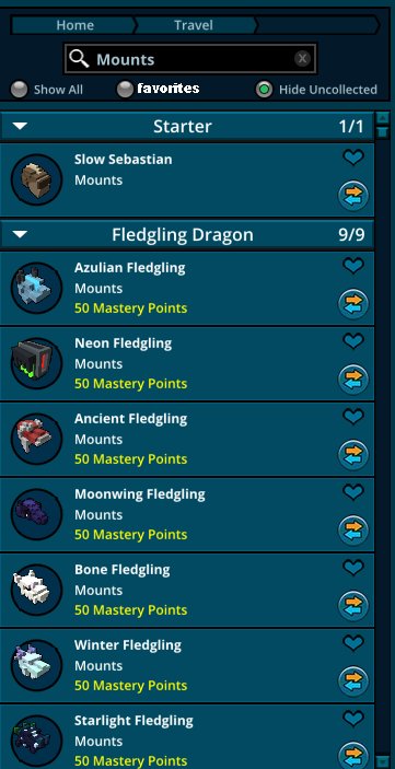 #AskTrove can we get a "favorites" filter so when we choose something like mounts, we can see only favorited mounts?