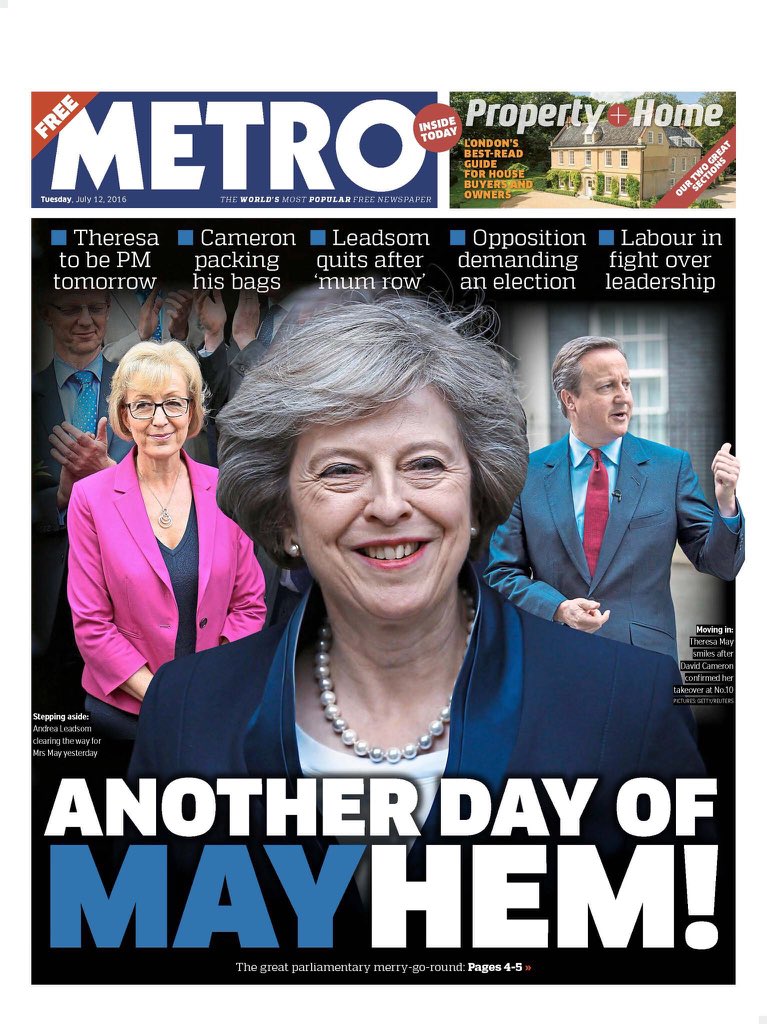 IlMattinoFoggia's tweet photo. Col cognome che porta, anche per i tabloid inglesi diventa facile fare titoli come @ilmanifesto su Theresa New PM UK https://t.co/oc3Hgl1IJT