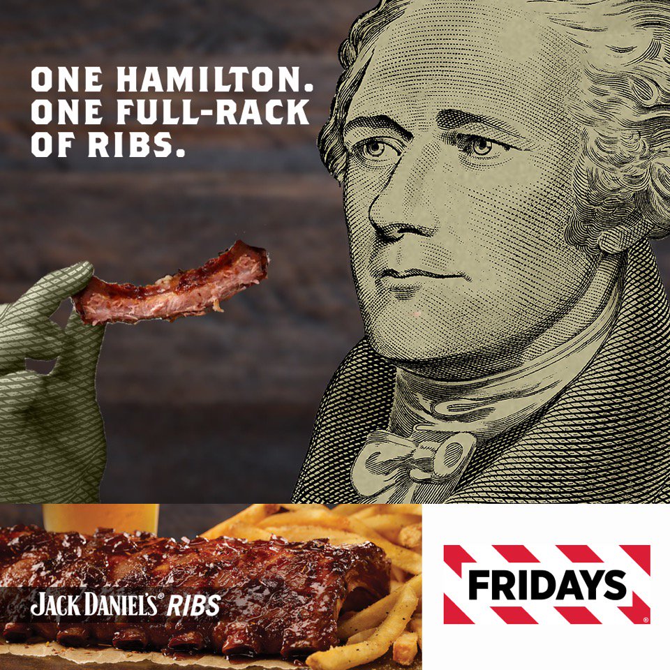 TGI Fridays on Twitter "Get a fullrack of ribs for just one Hamilton. As in, 10. 