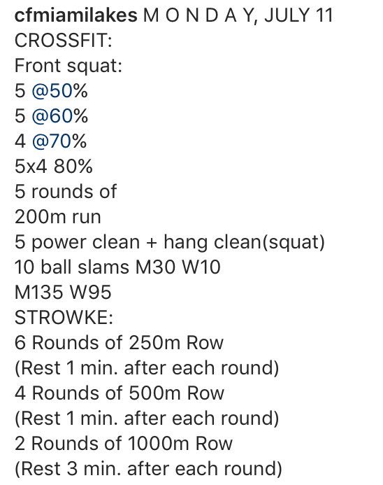 CFMiamiLakes's tweet photo. It's monday &amp; it's not too late to work out. We have 6:30, 7:30, &amp; 8:30PM classes still available! #WOD https://t.co/vKNWazV8aq