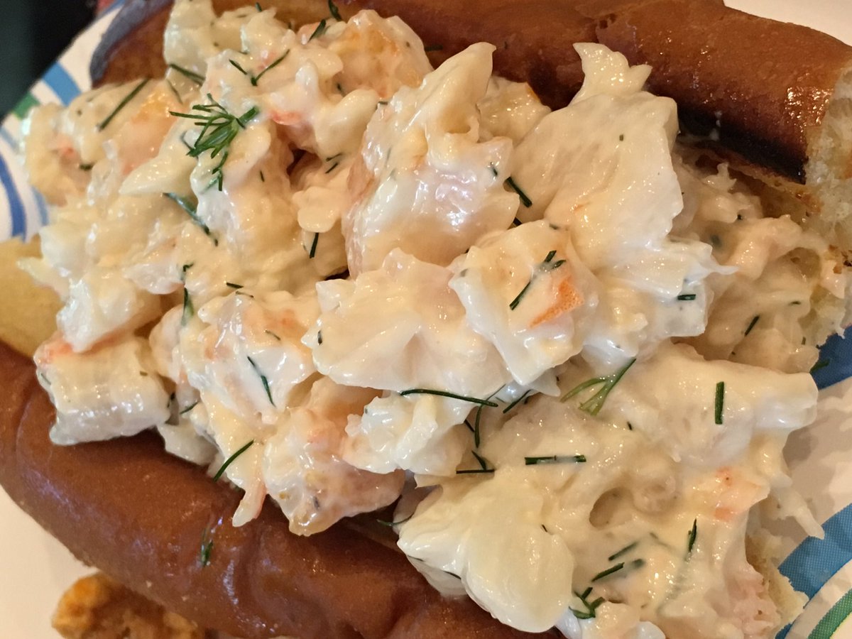 Fresh gulf shrimp salad, tons of fresh dill on salted butter toasted potato rolls 💕