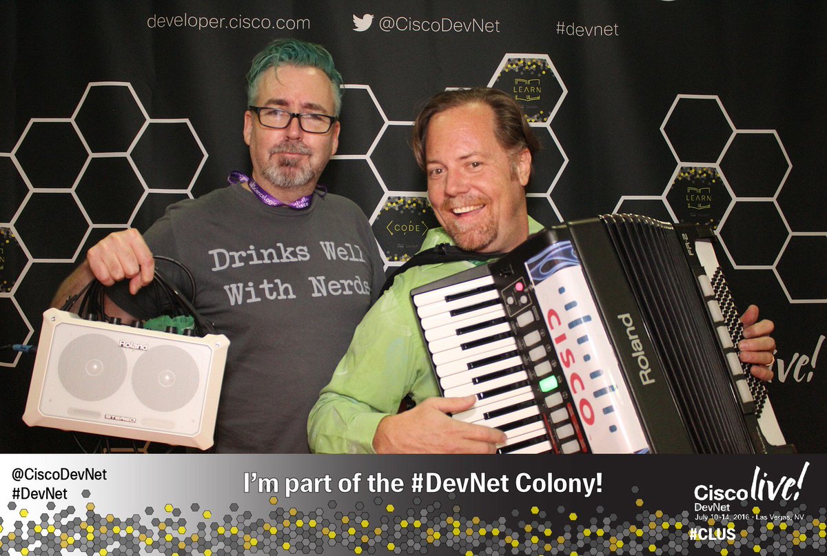 Troposaurus's tweet photo. RT @CiscoDevNet: Join me in the #DevNetZone 3-5pm! #CLUS https://t.co/qpK5uWkQ0i @johnnydiggz @pianoplayerken https://t.co/XEbfluHzmL