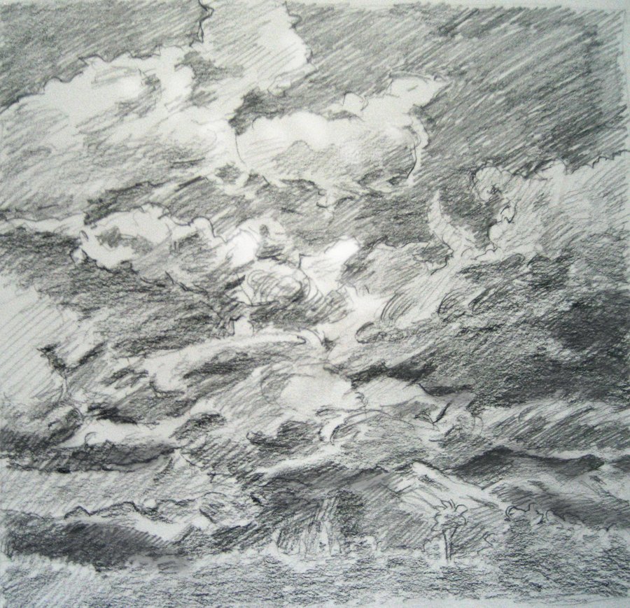 Angeles Forest Storm #Sketch ow.ly/GMr9301qlDA #drawingLandscape #pencil #interiordecor #NaturesMoods #Clouds