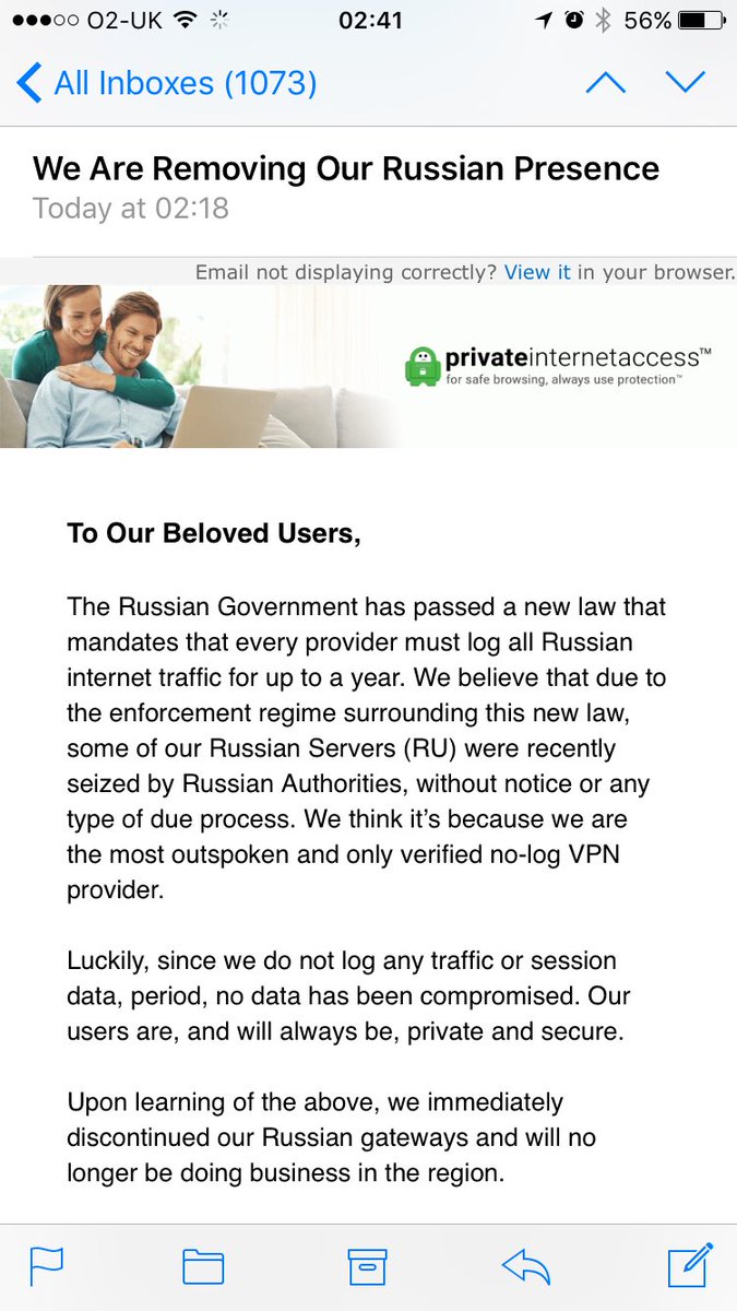 jamie_geek's tweet image. And this is why I love #privateinternetaccess #massive #respect #privacy #data #happy #customer
