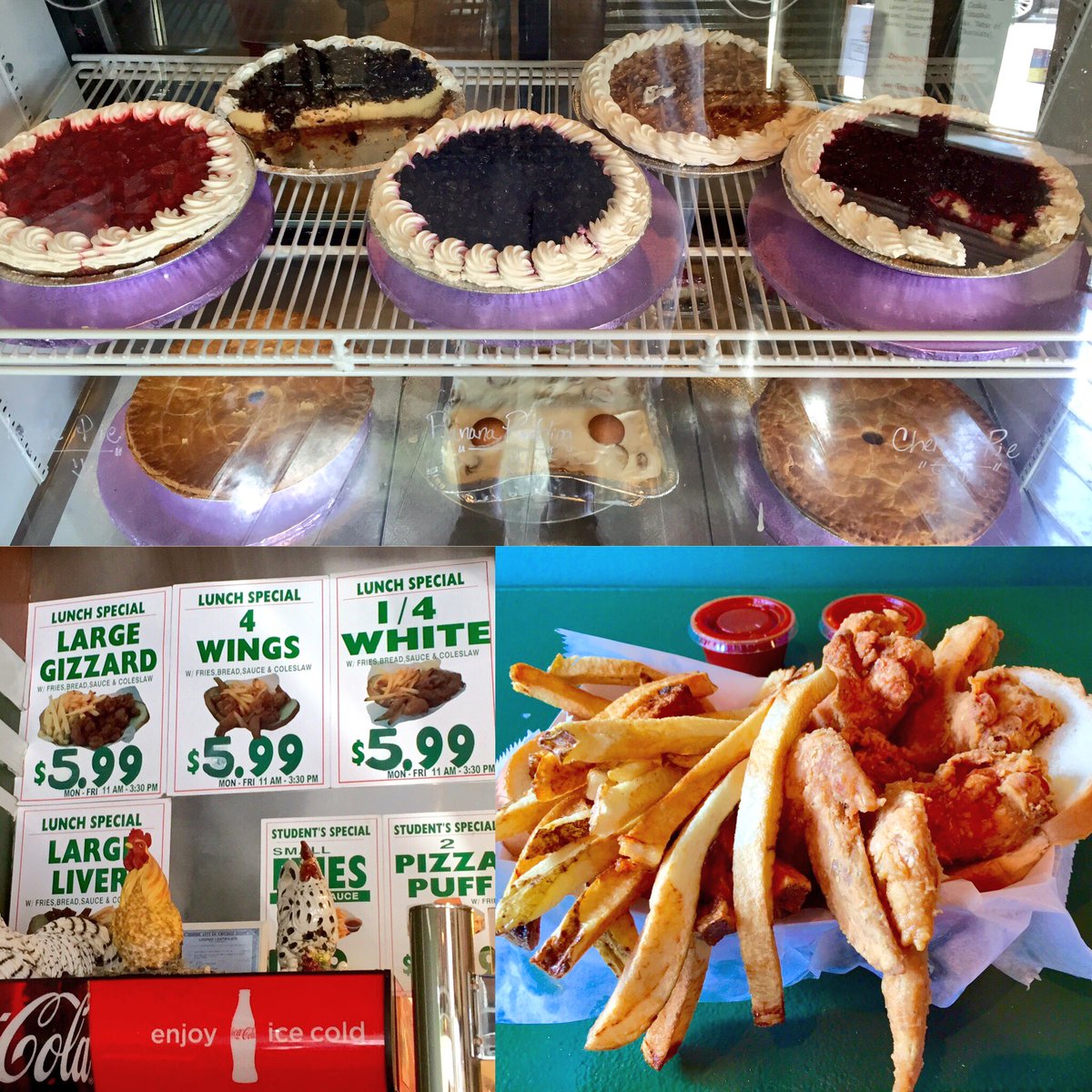 TravelWithJared's tweet photo. @piesncones Come for the chicken, stay for the pies!  Just a short walk from Wrigley Field... #travelingwithjared https://t.co/0W0FwmCAgO