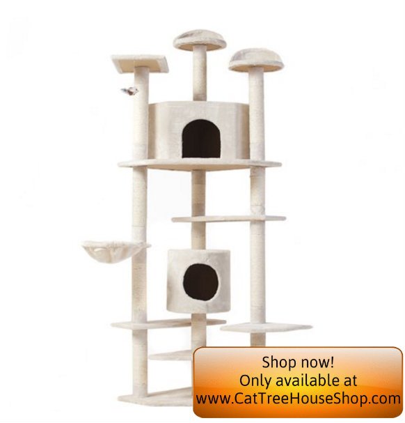 cattreeshop's tweet photo. This sleek, cream-colored cat tree house is the perfect cat skyscraper. Check it out - https://t.co/TRwTAtWeXl https://t.co/2Anq5oRPD8