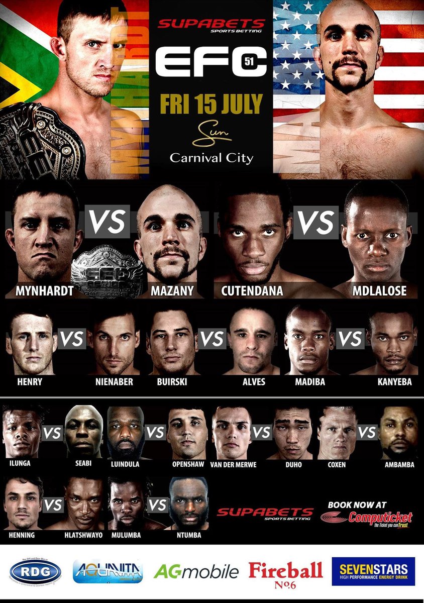 Only 3 days till #EFC51 is back at <a href="/CarnivalCitySA/">Carnival City</a> .Watch it live on <a href="/kwesesports/">Kwesé Sports</a> &amp; bets can b placed @Supabets_za