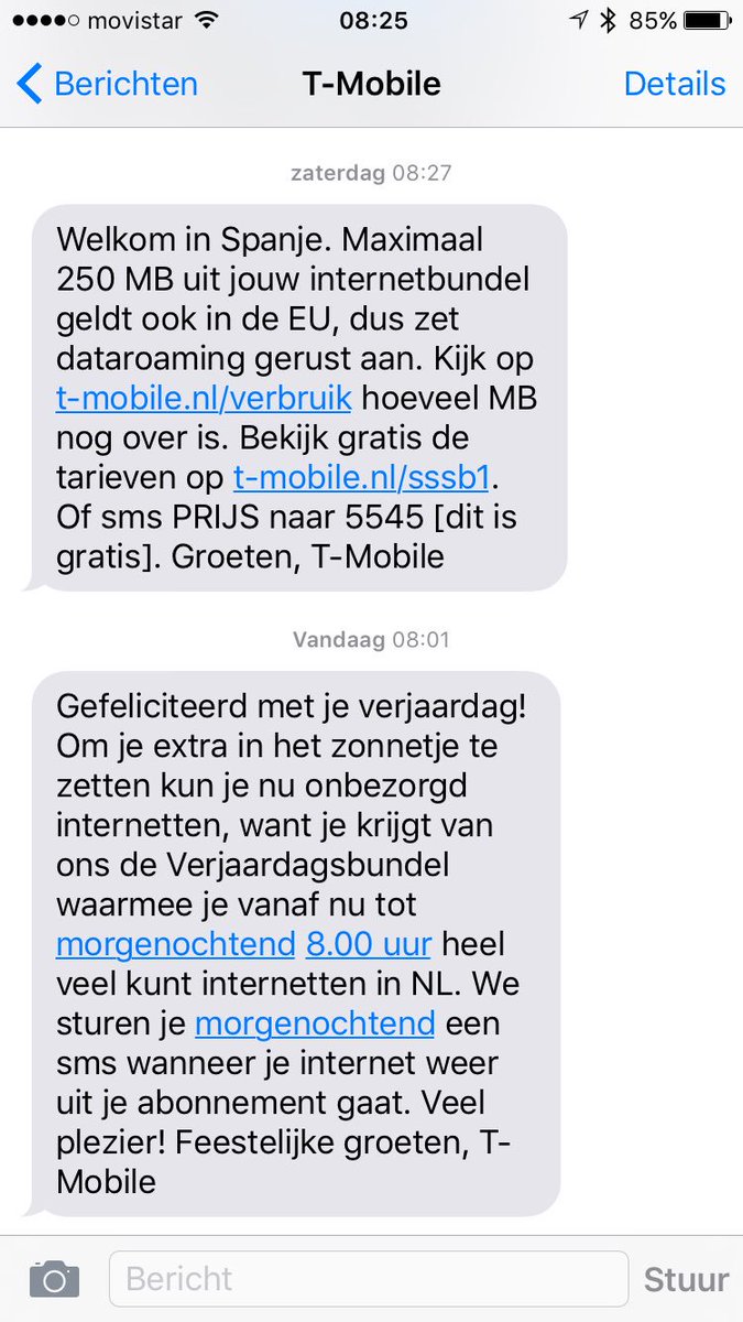 SweetToday's tweet photo. @tmobile_webcare  leuk!!! Maar ik zit in Spanje! #tmobile #verjaardagsinternet #jammer https://t.co/cEwMroh4w3